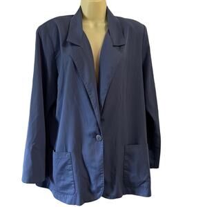 Bentley Vintage Cornflower Blue Unlined Blazer Size 14 Work Office Pockets
